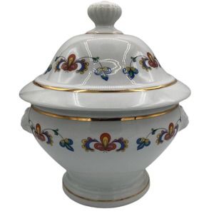Porsgrund Porcelain Farmers Rose Tureen w/ Lid Norwegian Discontinued Mint Cond